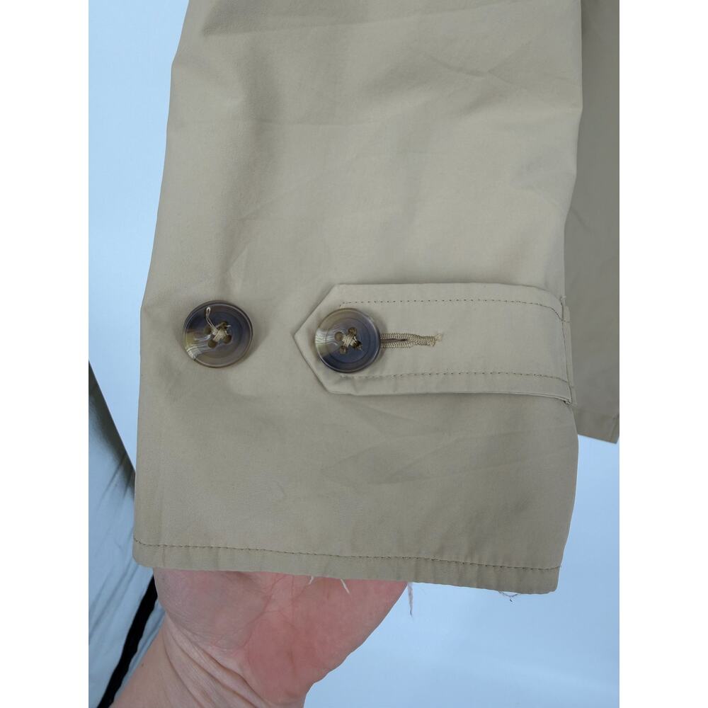 Vintage L.L. BEAN 1X Womens Khaki Mackintosh Jacket Flannel Lined Rain Coat Hood - Picture 6 of 16